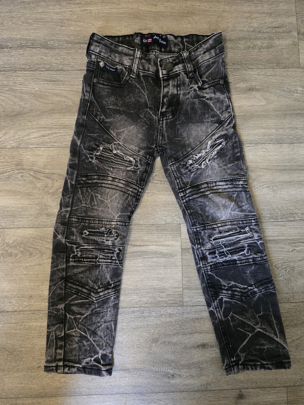 Black Distressed Boys Size 5  Jeans - Casual Ripped Denim